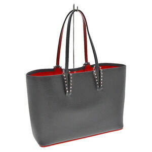 Christian Louboutin Studded Tote Bag Shoulder Black Red Leather